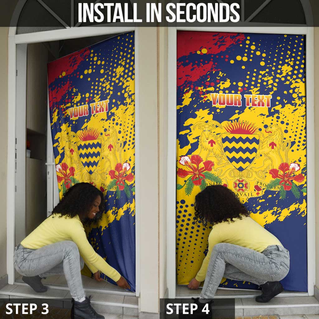 Personalized Chad Republic Day Door Cover Coat Of Arms - Grunge Style