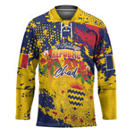 Personalized Chad Republic Day Hockey Jersey Coat Of Arms - Grunge Style