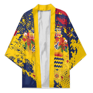 Personalized Chad Republic Day Kimono Coat Of Arms - Grunge Style
