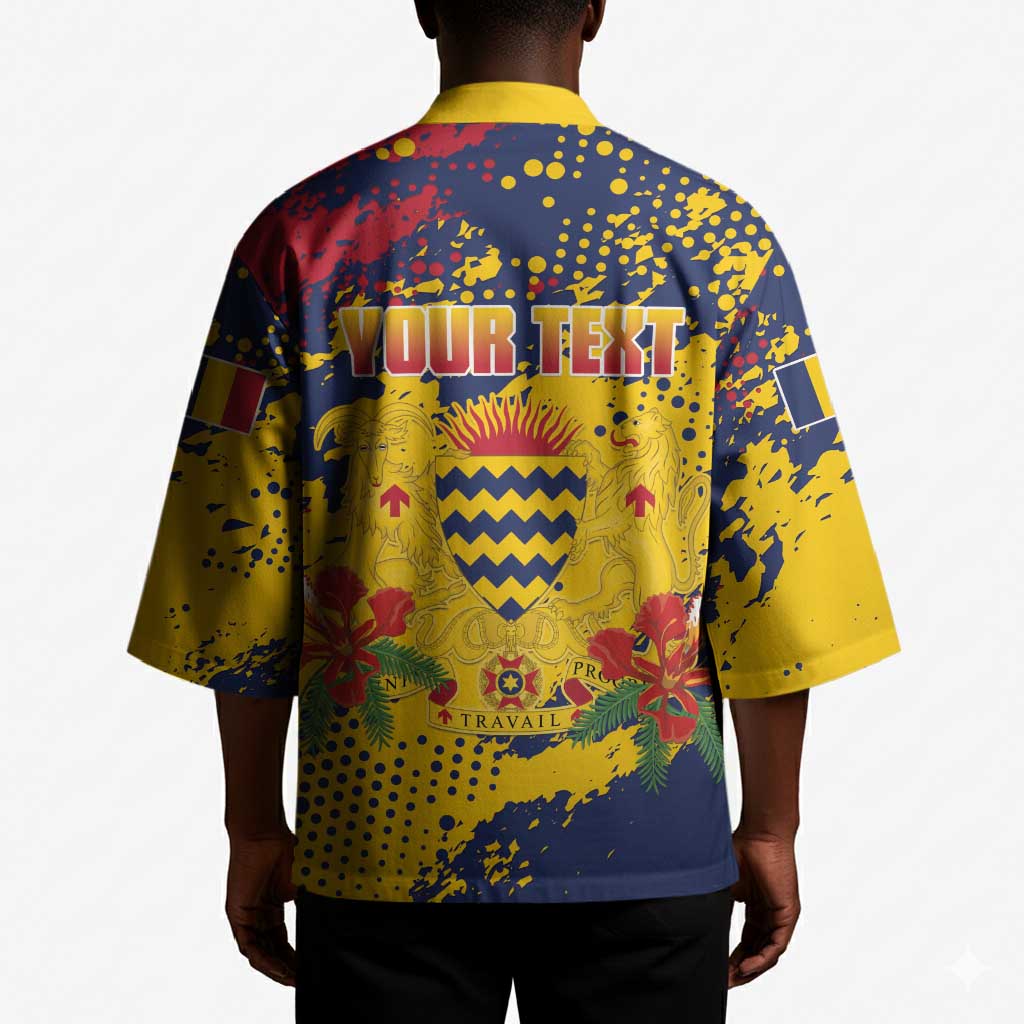 Personalized Chad Republic Day Kimono Coat Of Arms - Grunge Style