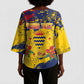 Personalized Chad Republic Day Kimono Sleeve Blouse Coat Of Arms - Grunge Style