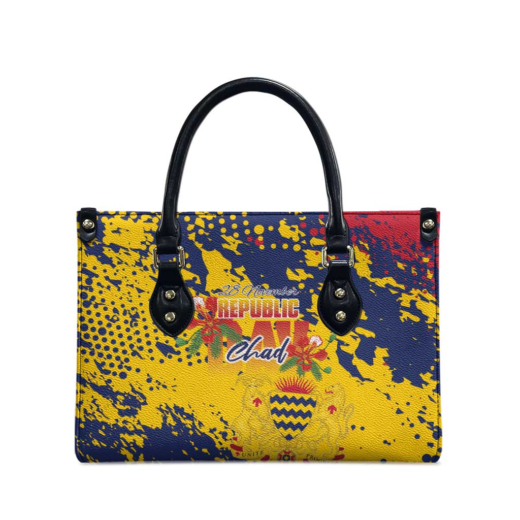 Chad Republic Day Leather Bag Coat Of Arms - Grunge Style