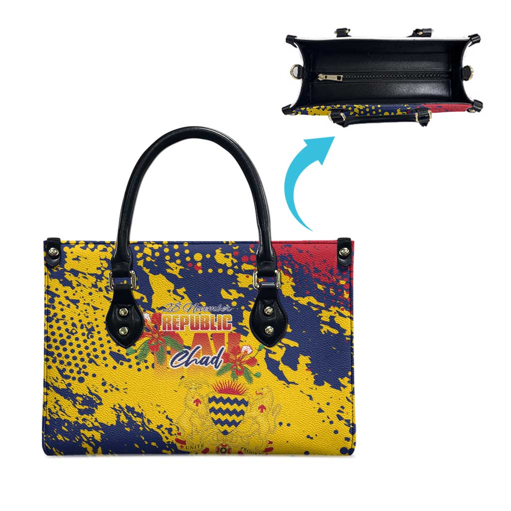 Chad Republic Day Leather Bag Coat Of Arms - Grunge Style