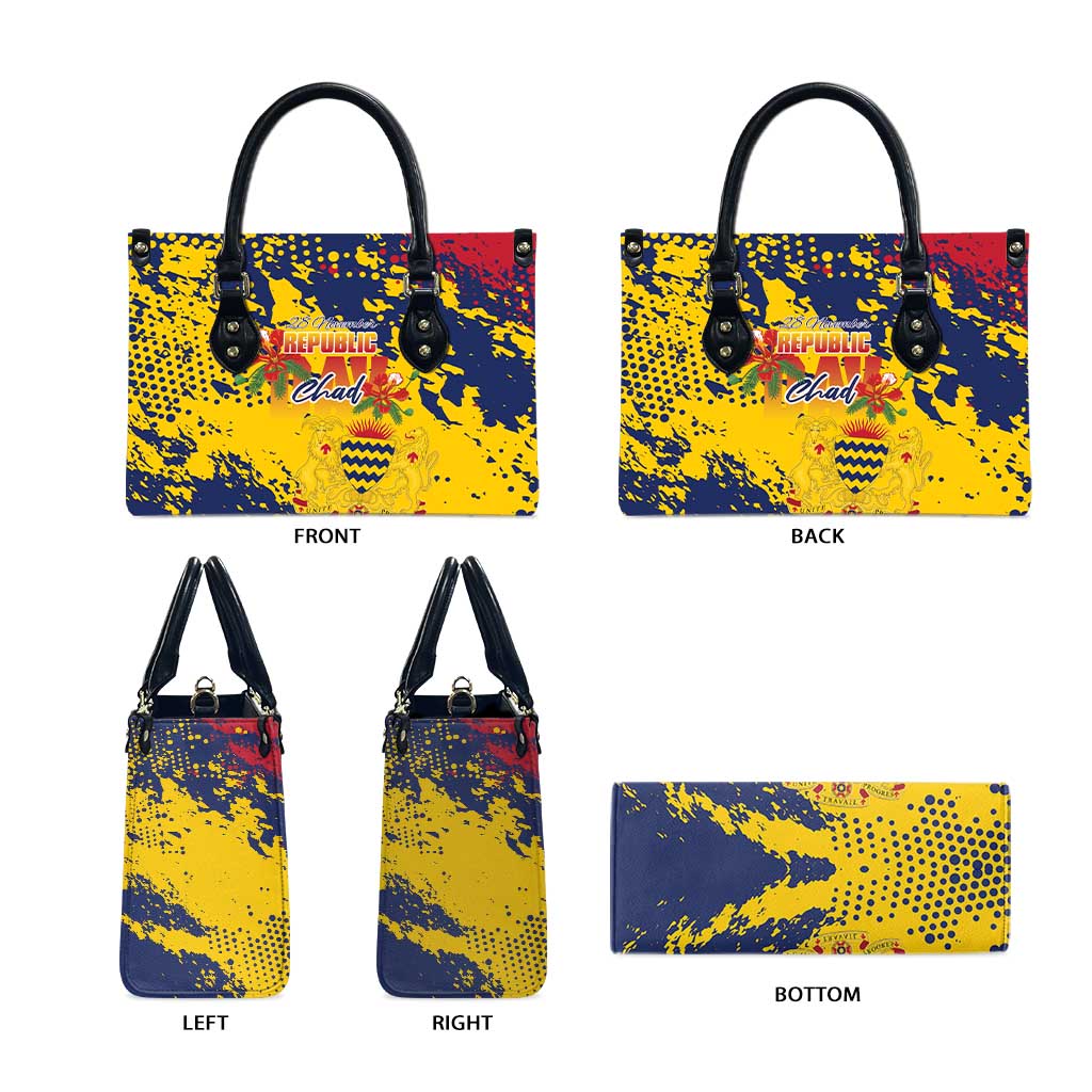 Chad Republic Day Leather Bag Coat Of Arms - Grunge Style