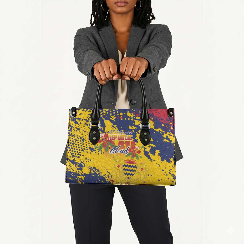 Chad Republic Day Leather Bag Coat Of Arms - Grunge Style