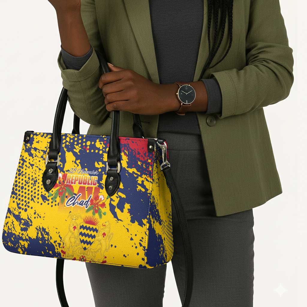 Chad Republic Day Leather Bag Coat Of Arms - Grunge Style