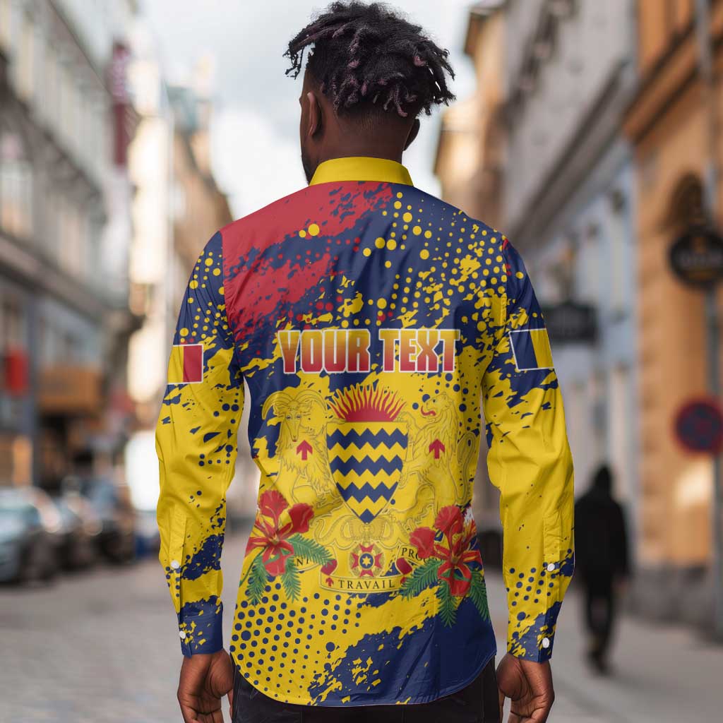 Afro TChad Personalized Long Sleeve Button Shirt Happy Republic Day - African Pride