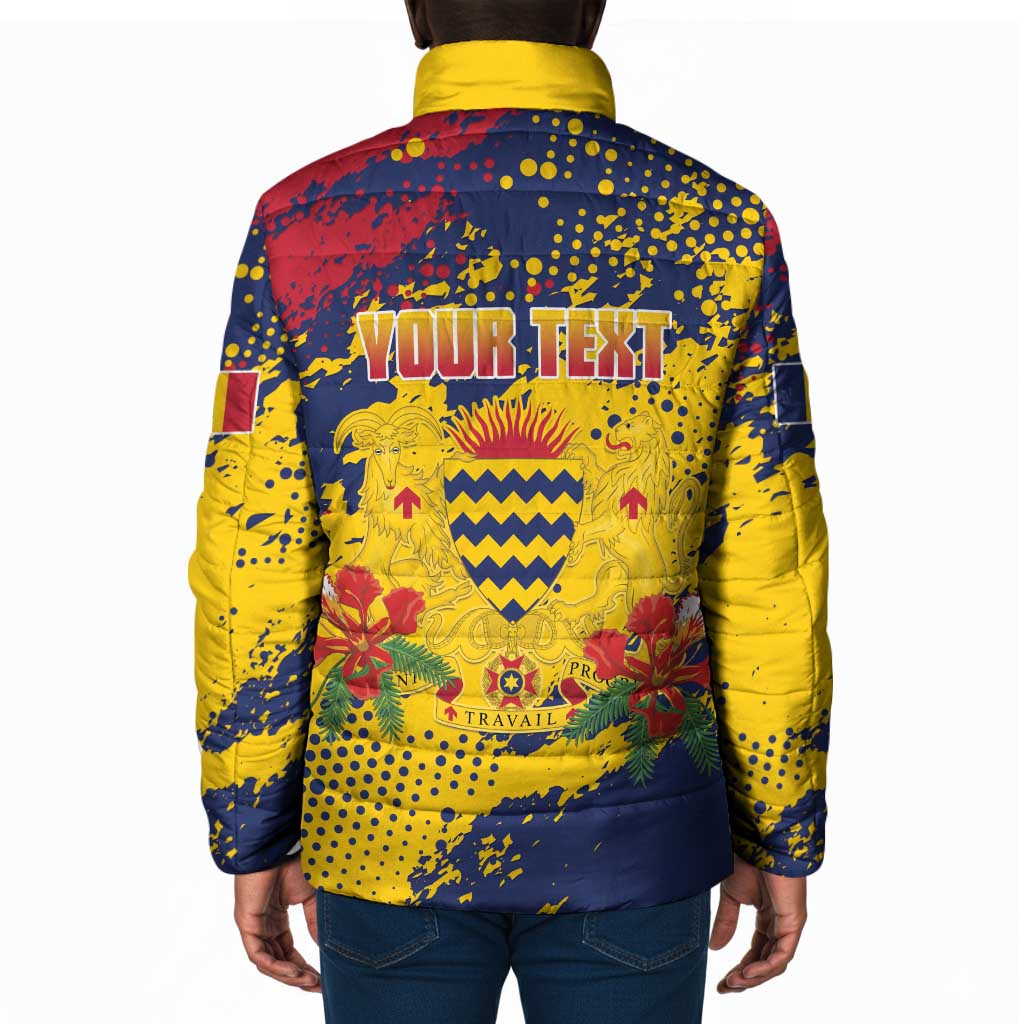 Personalized Chad Republic Day Padded Jacket Coat Of Arms - Grunge Style