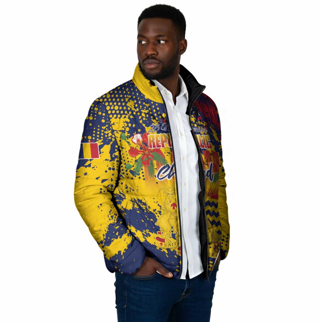 Personalized Chad Republic Day Padded Jacket Coat Of Arms - Grunge Style