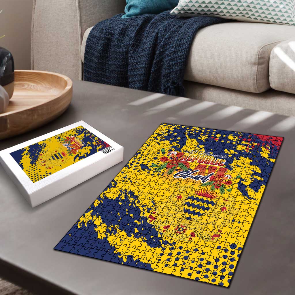 Chad Republic Day Puzzle Coat Of Arms - Grunge Style