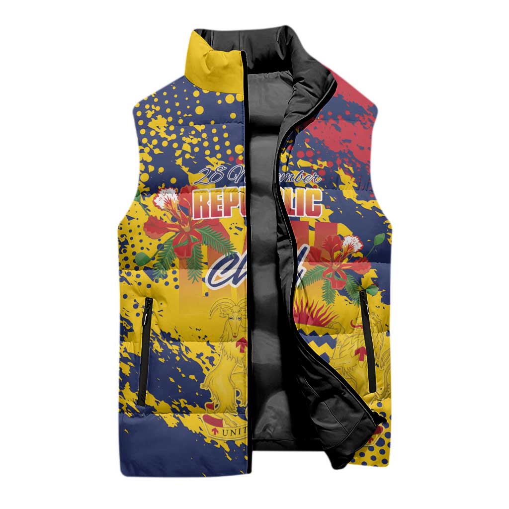 Personalized Chad Republic Day Sleeveless Puffer Jacket Coat Of Arms - Grunge Style