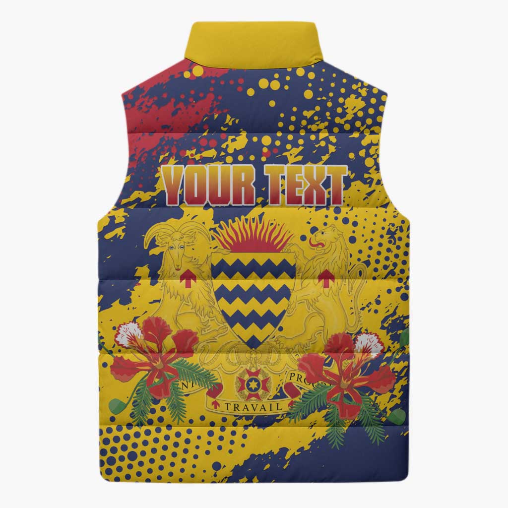 Personalized Chad Republic Day Sleeveless Puffer Jacket Coat Of Arms - Grunge Style