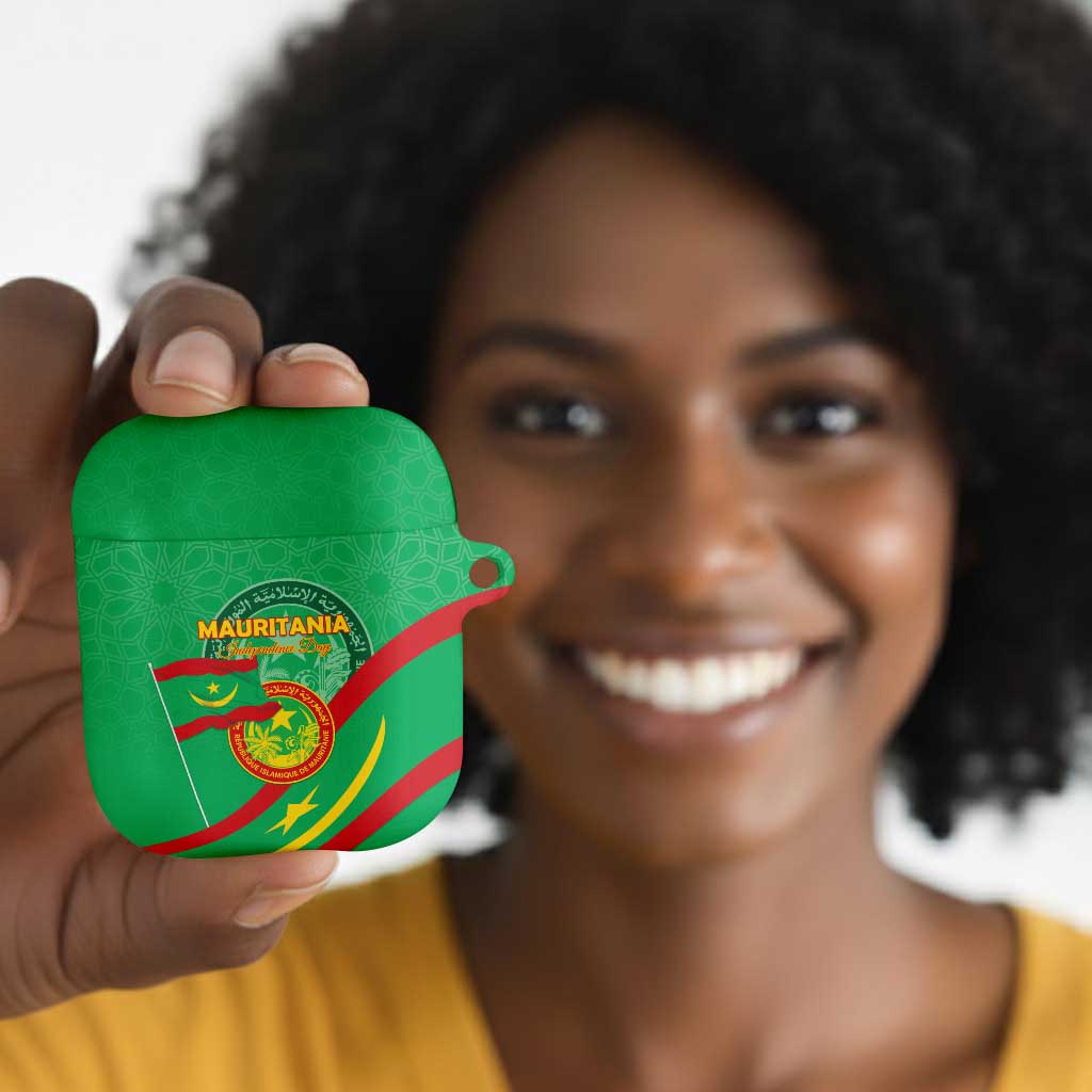 Mauritania Independence Day AirPods Case Coat Of Arms With Map