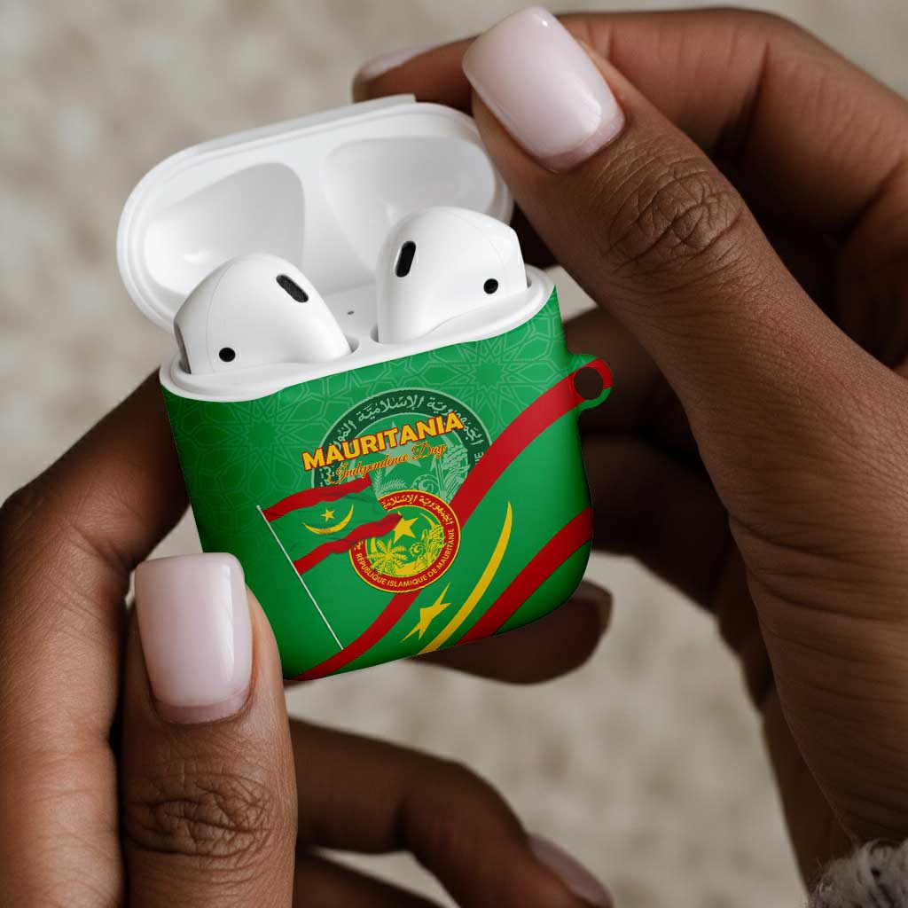 Mauritania Independence Day AirPods Case Coat Of Arms With Map