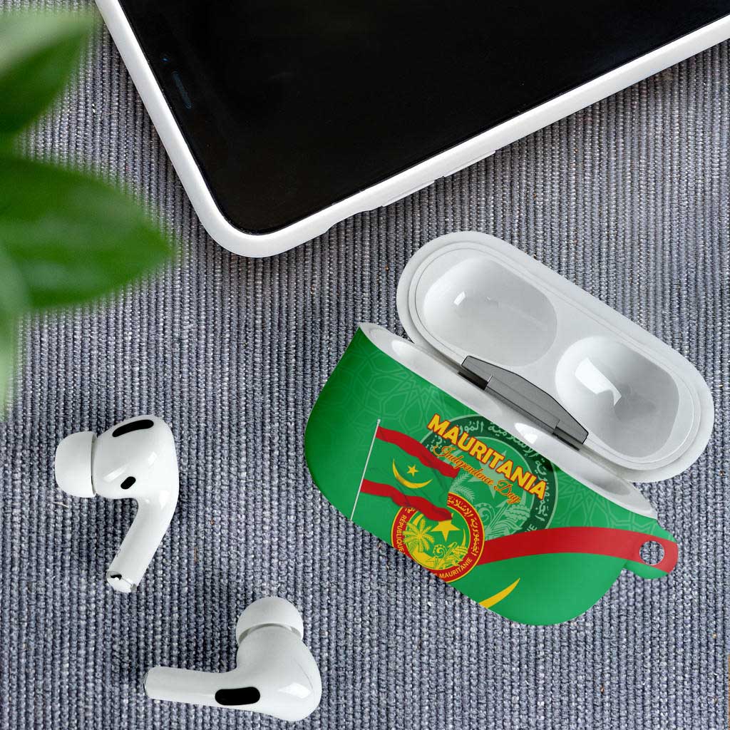 Mauritania Independence Day AirPods Case Coat Of Arms With Map