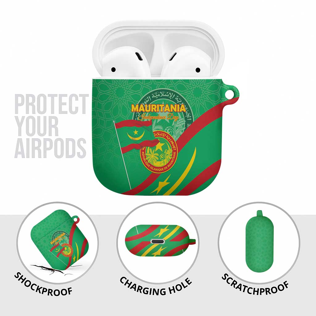 Mauritania Independence Day AirPods Case Coat Of Arms With Map