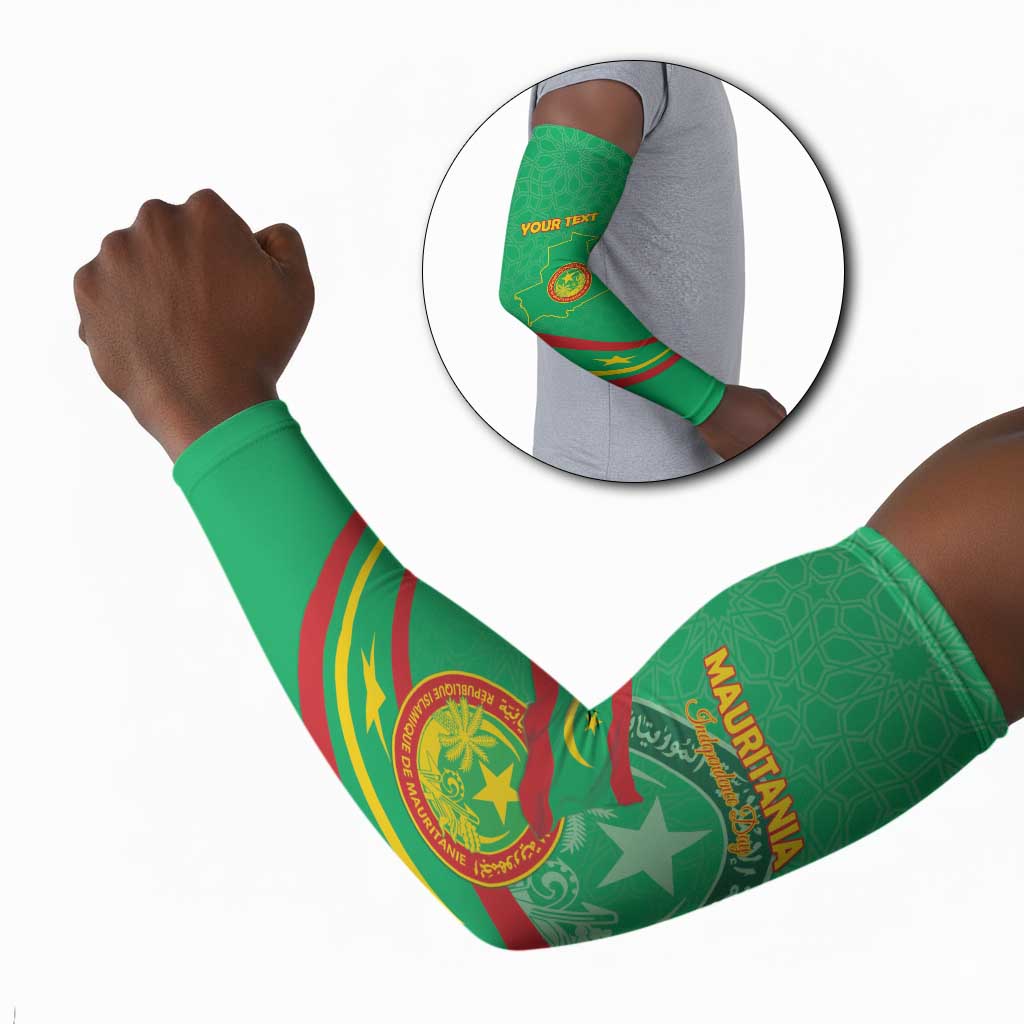 Personalized Mauritania Independence Day Arm Sleeves Coat Of Arms With Map