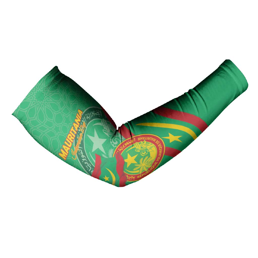 Personalized Mauritania Independence Day Arm Sleeves Coat Of Arms With Map