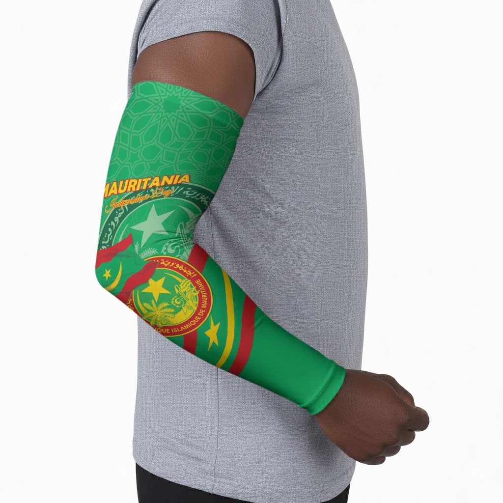 Personalized Mauritania Independence Day Arm Sleeves Coat Of Arms With Map