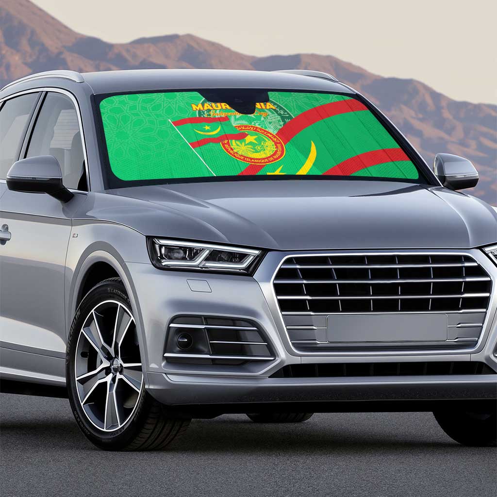 Mauritania Independence Day Auto Sun Shade Coat Of Arms With Map