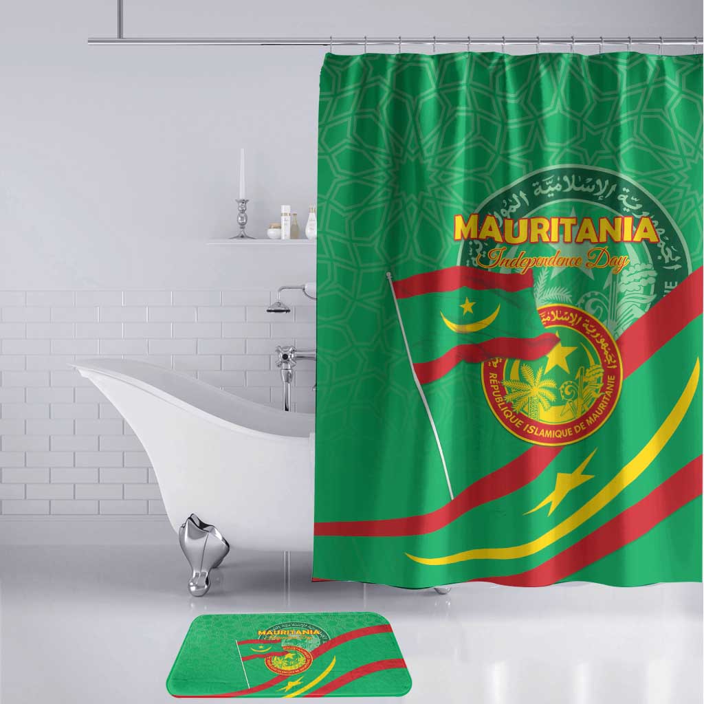 Mauritania Independence Day Bathroom Set Coat Of Arms With Map