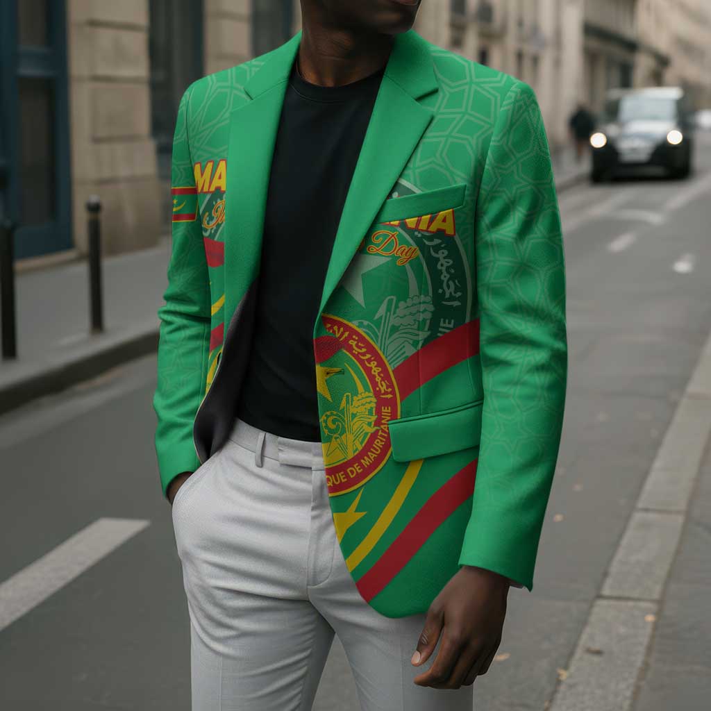 Personalized Mauritania Independence Day Blazer Coat Of Arms With Map