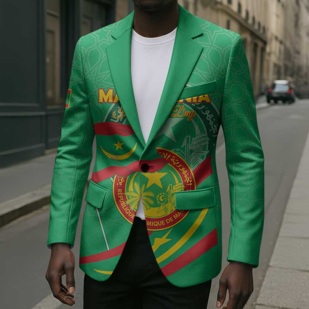 Personalized Mauritania Independence Day Blazer Coat Of Arms With Map