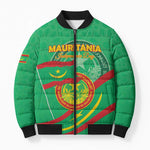 Personalized Mauritania Independence Day Bomber Puffer Jacket Coat Of Arms With Map