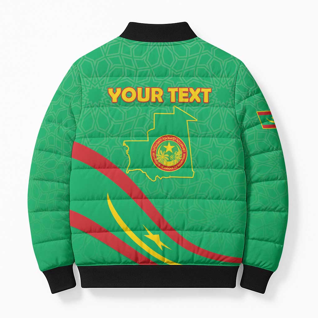 Personalized Mauritania Independence Day Bomber Puffer Jacket Coat Of Arms With Map