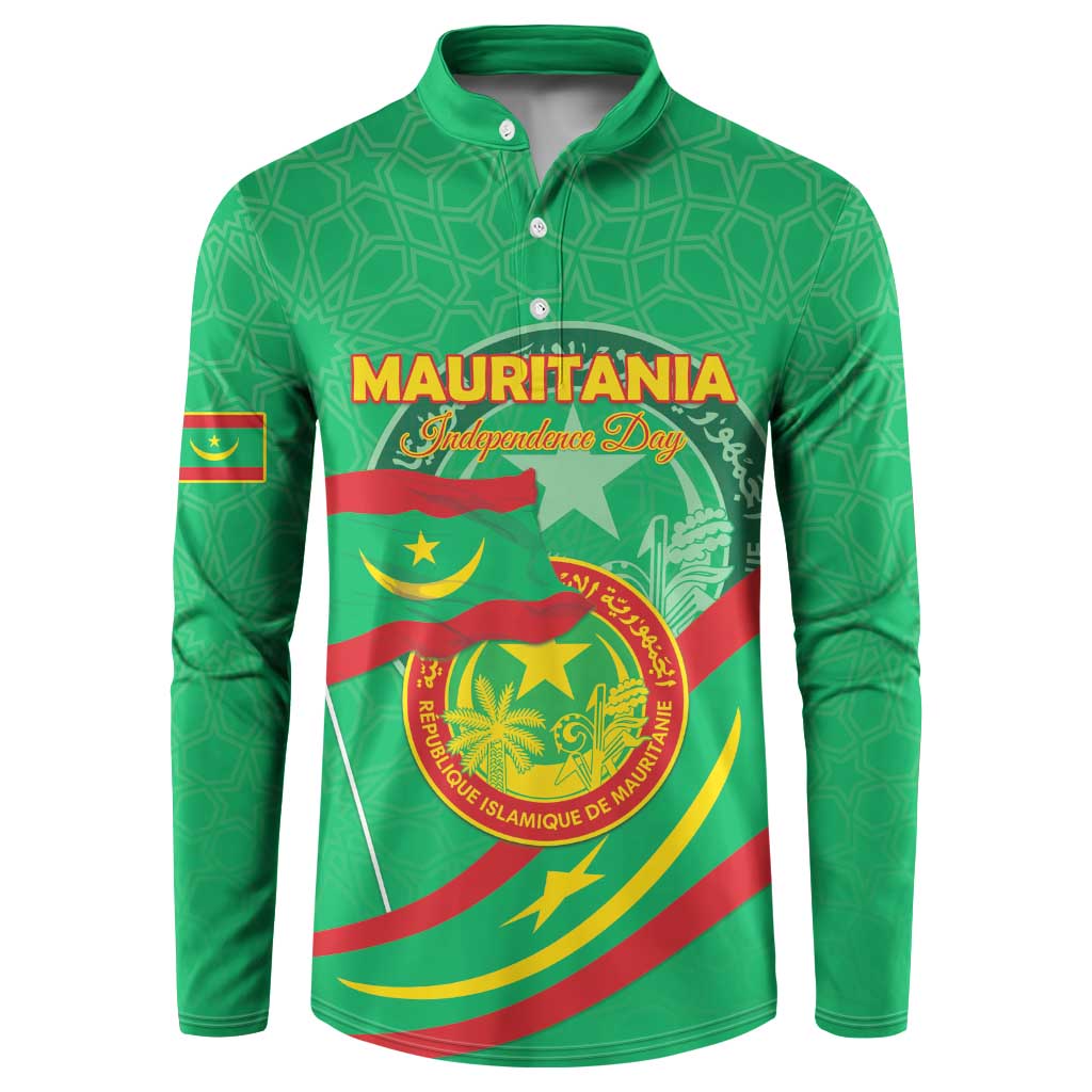 Personalized Mauritania Independence Day Button Sweatshirt Coat Of Arms With Map