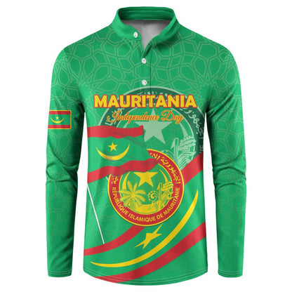 Personalized Mauritania Independence Day Button Sweatshirt Coat Of Arms With Map