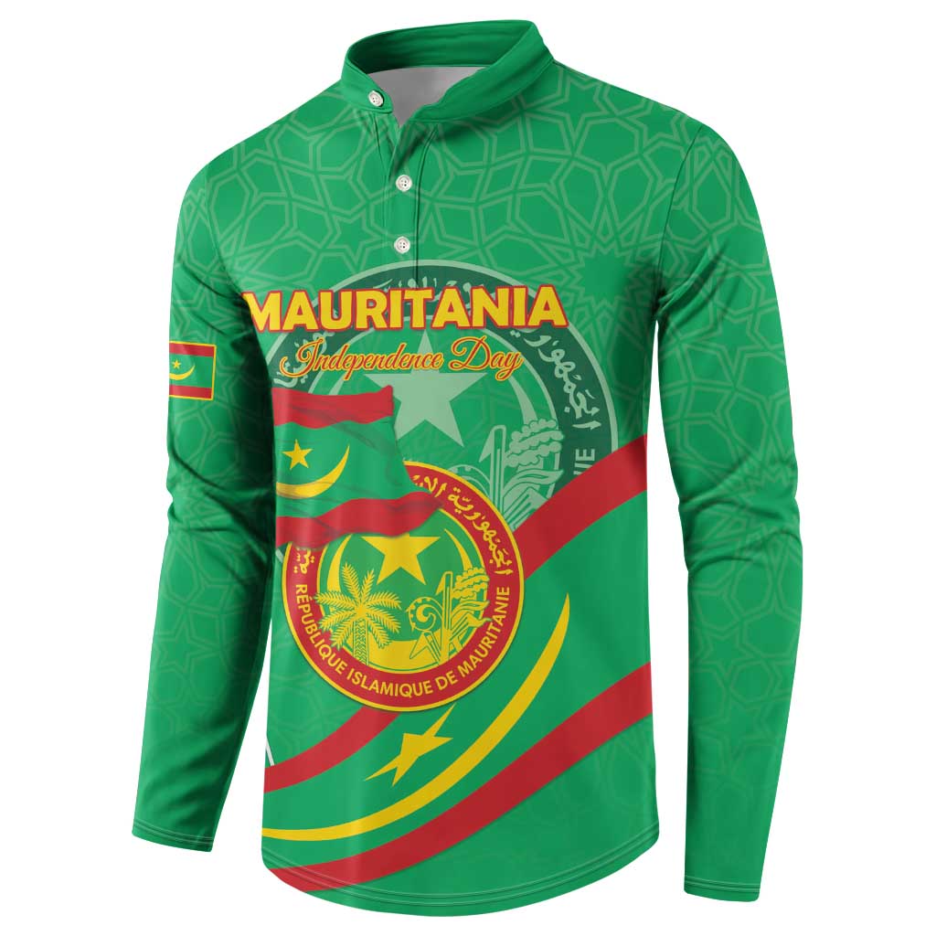 Personalized Mauritania Independence Day Button Sweatshirt Coat Of Arms With Map