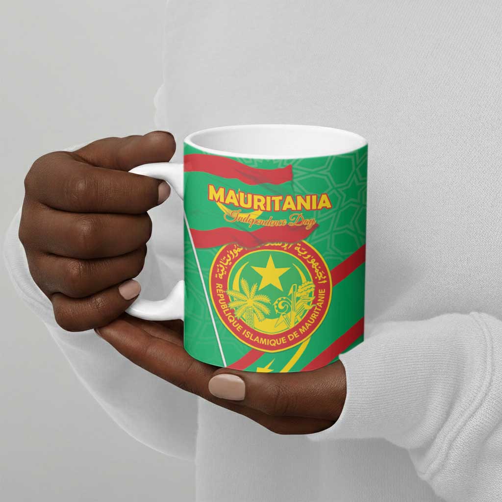Personalized Mauritania Independence Day Ceramic Mug Coat Of Arms With Map