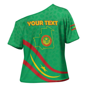 Personalized Mauritania Independence Day Cross Shoulder Shirt Coat Of Arms With Map
