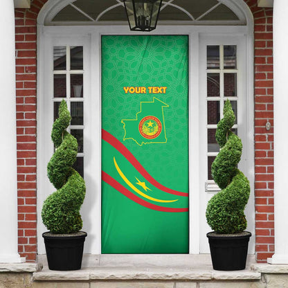 Personalized Mauritania Independence Day Door Cover Coat Of Arms With Map