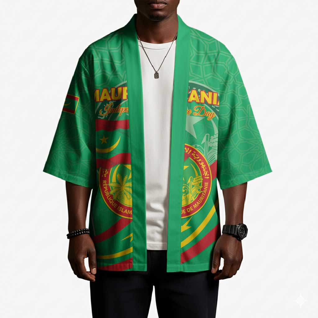 Personalized Mauritania Independence Day Kimono Coat Of Arms With Map