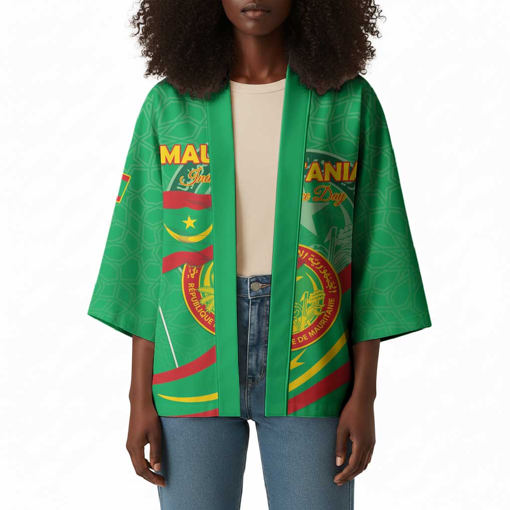 Personalized Mauritania Independence Day Kimono Coat Of Arms With Map