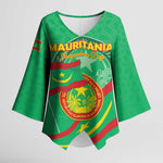 Personalized Mauritania Independence Day Kimono Sleeve Blouse Coat Of Arms With Map