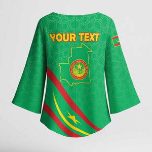 Personalized Mauritania Independence Day Kimono Sleeve Blouse Coat Of Arms With Map