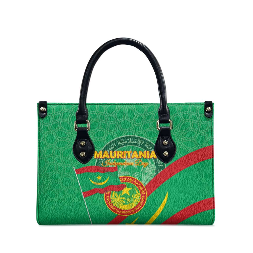 Mauritania Independence Day Leather Bag Coat Of Arms With Map