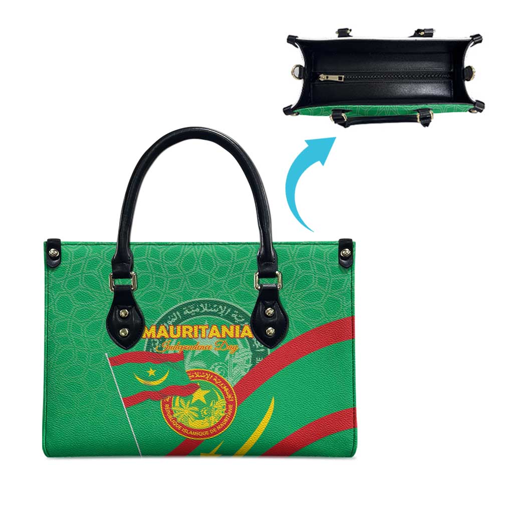 Mauritania Independence Day Leather Bag Coat Of Arms With Map