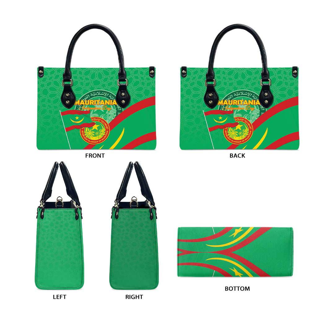 Mauritania Independence Day Leather Bag Coat Of Arms With Map