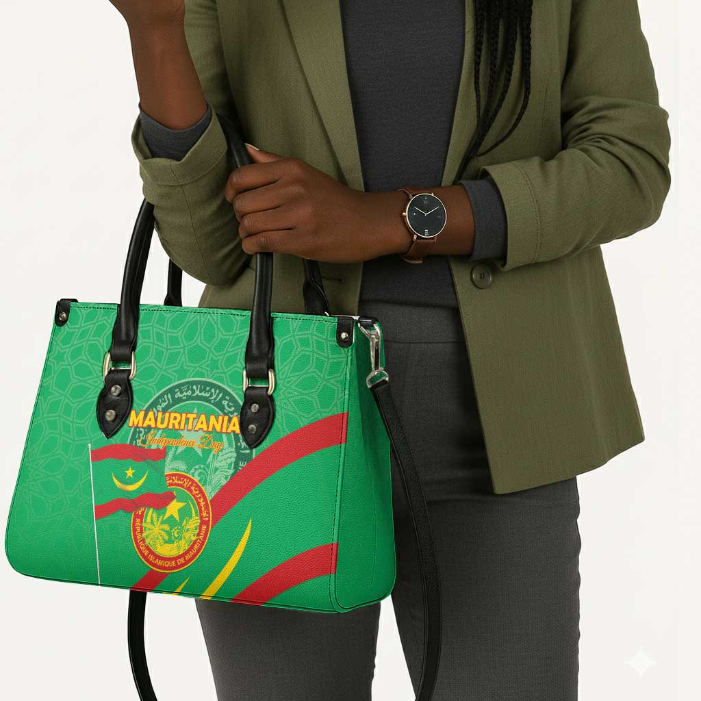 Mauritania Independence Day Leather Bag Coat Of Arms With Map