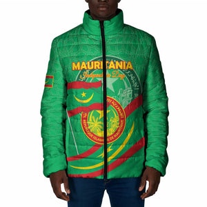 Personalized Mauritania Independence Day Padded Jacket Coat Of Arms With Map