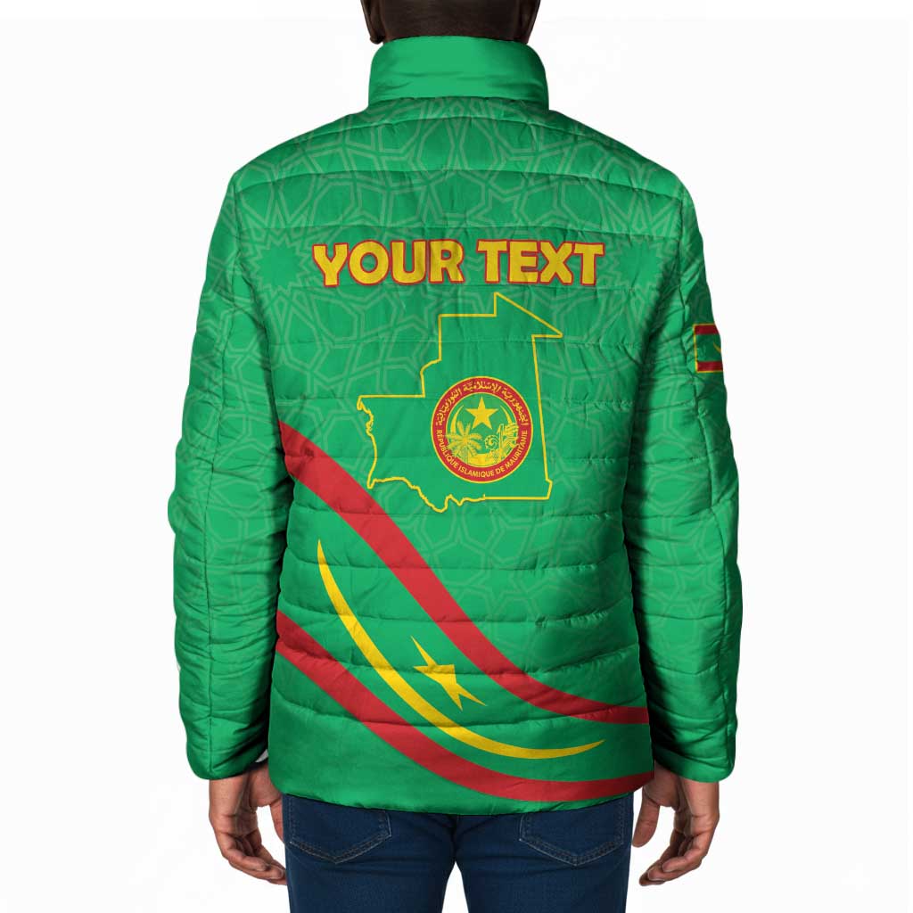 Personalized Mauritania Independence Day Padded Jacket Coat Of Arms With Map