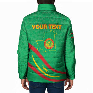 Personalized Mauritania Independence Day Padded Jacket Coat Of Arms With Map