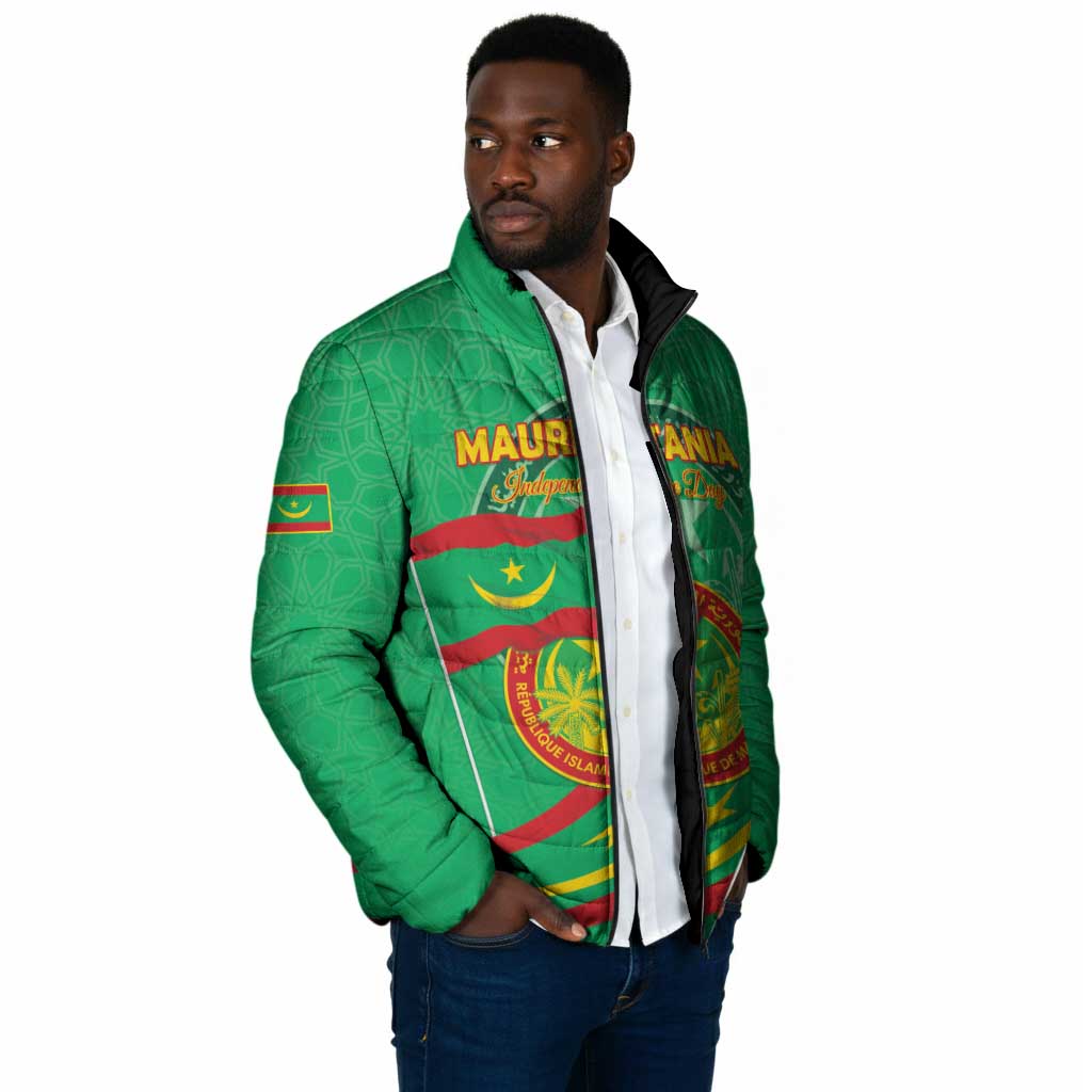 Personalized Mauritania Independence Day Padded Jacket Coat Of Arms With Map