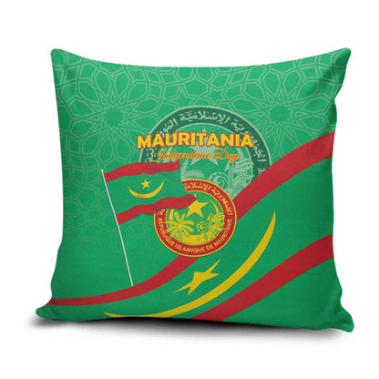 Mauritania Independence Day Pillow Cover Coat Of Arms With Map