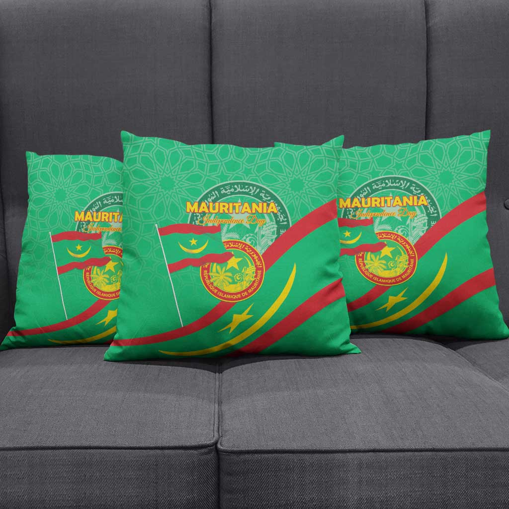 Mauritania Independence Day Pillow Cover Coat Of Arms With Map