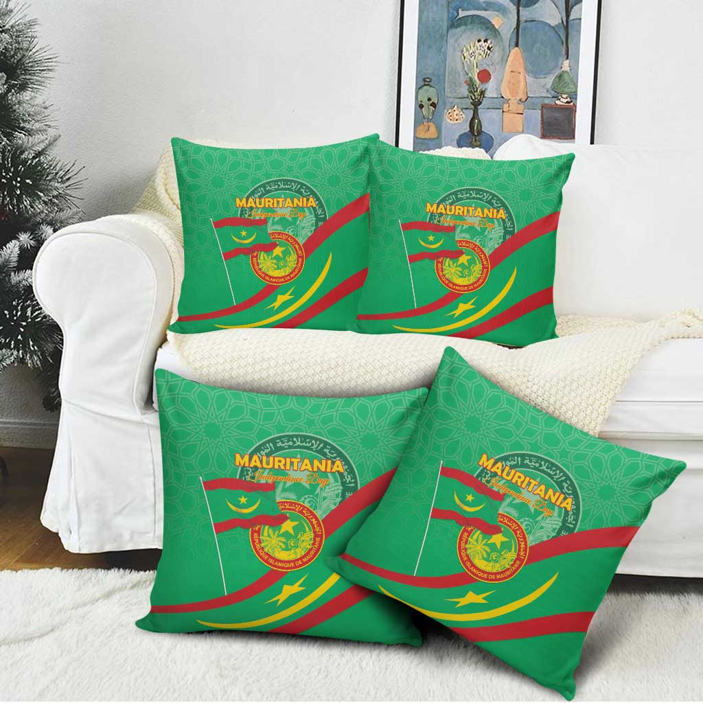 Mauritania Independence Day Pillow Cover Coat Of Arms With Map